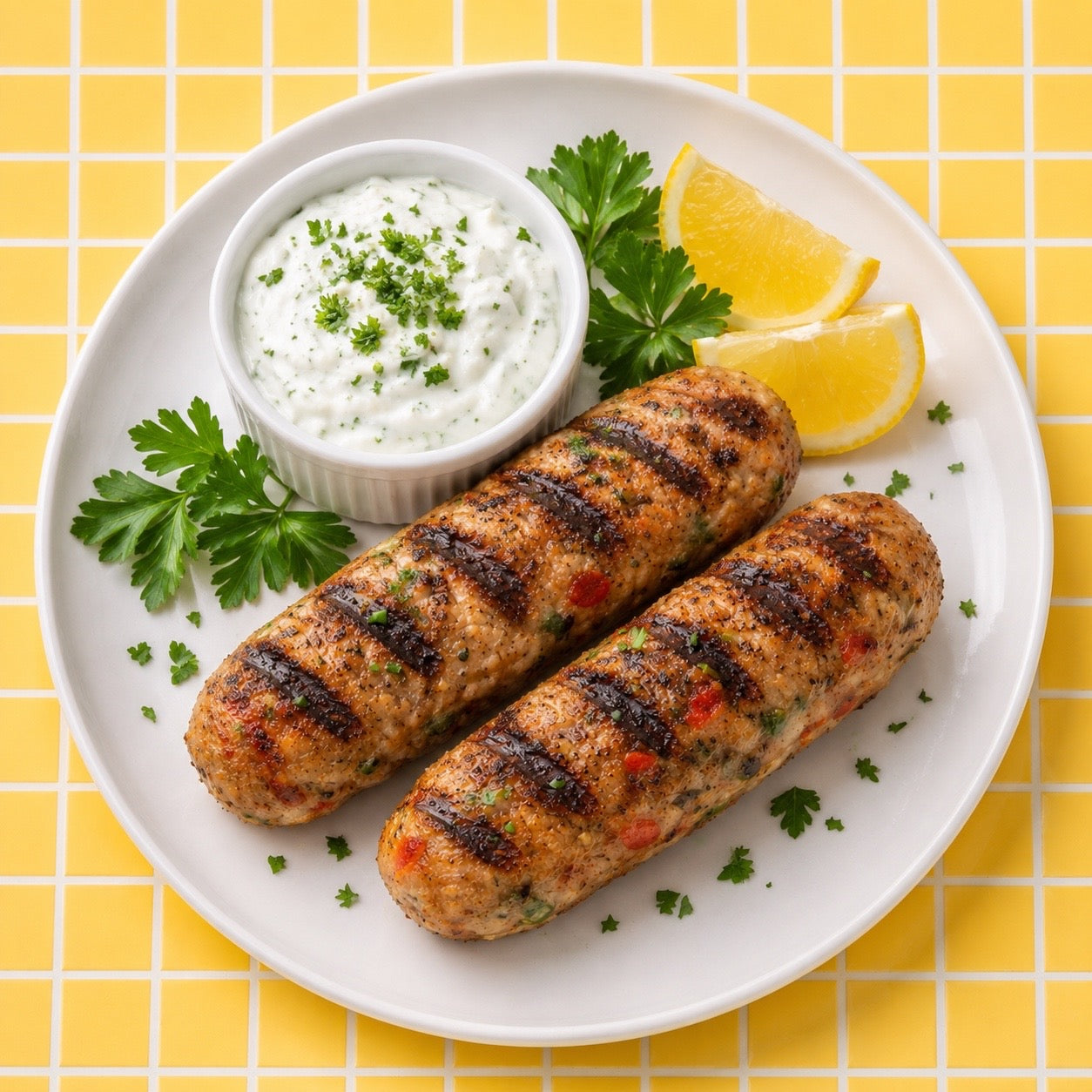 Kafta de Pavo con yogurt griego y cilantro